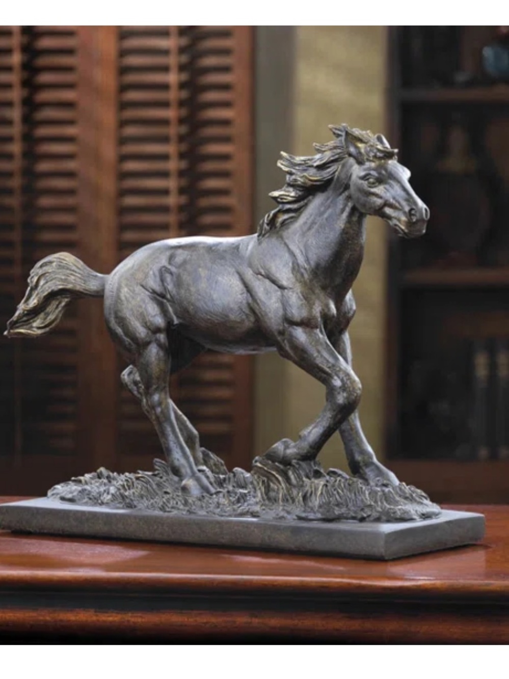 Resin Galloping Horse Sculpture – Home Art Accent